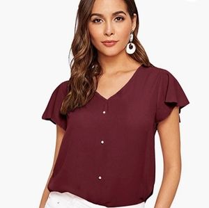 Business casual blouse, burgundy, Size S